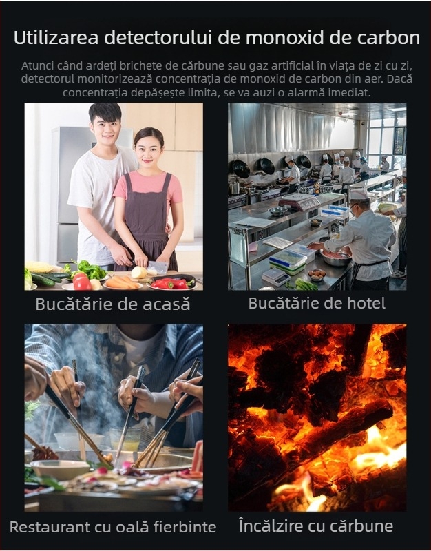 Alarmă de monoxid de carbon pentru interior, acasă și bucătărie — detector de gaze combustibile Oracle Guard
