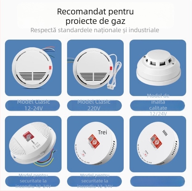 Detector de gaz JD52 – fix, alimentare 12–24V, detector pentru gaze naturale, acoperire 20–40 m²