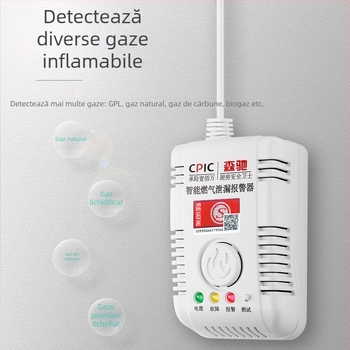 Detector de scurgeri de gaz pentru casă, model SC-MQ05, montare pe perete, AC 220V, detecție la 360°, comunicare prin cablu