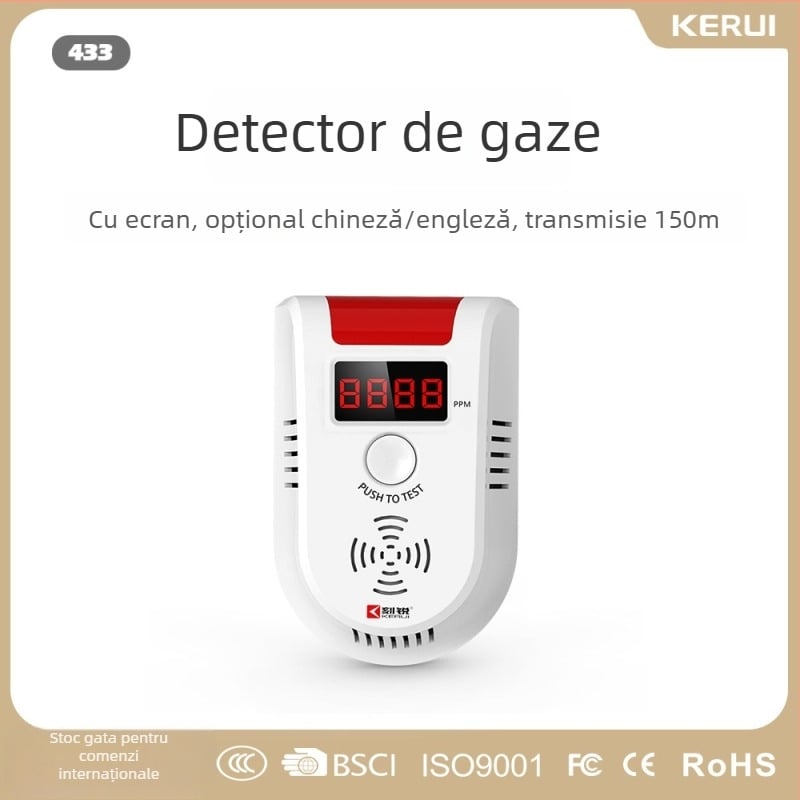 Detector de gaze combustibile Kerui KR-GD13 – wireless la 433 MHz, rază de transmisie 150 m, model KR-GD13