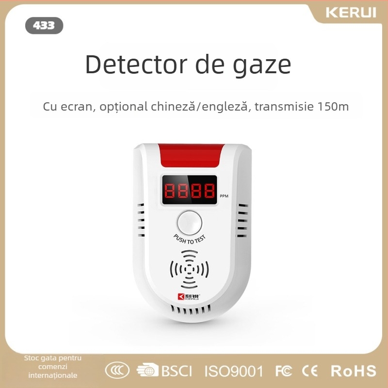 Detector de gaze combustibile Kerui KR-GD13 – wireless la 433 MHz, rază de transmisie 150 m, model KR-GD13