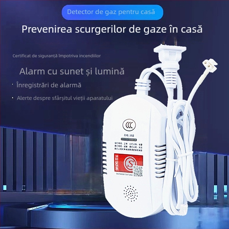 JT-WD101 Detector de gaze pentru casă, alarmă, 220V, detecție 10 m, Metan, alarmă la distanță