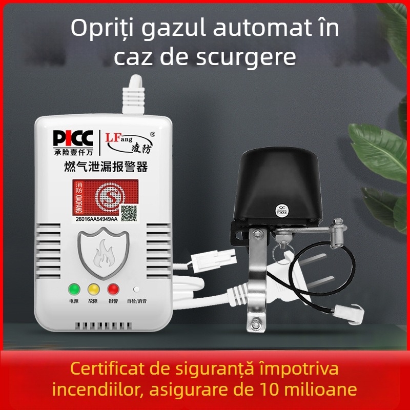 Alarmă de gaz pentru bucătărie, casă – Model G55, montaj pe perete, alimentare AC220V, comunicare prin cablu, alarmă sonoră și luminoasă