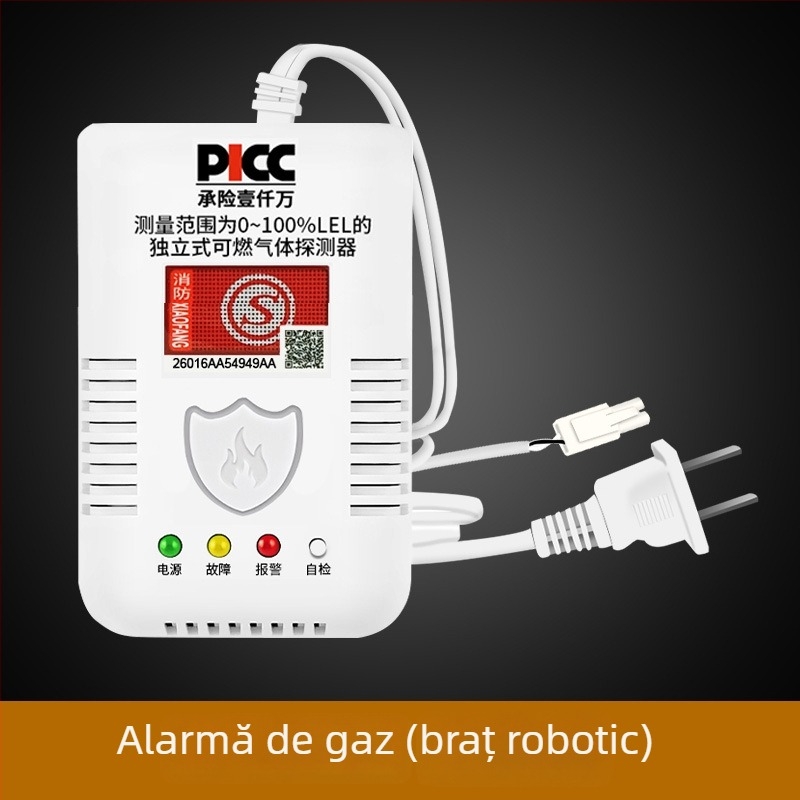 Alarmă de gaz pentru bucătărie, casă – Model G55, montaj pe perete, alimentare AC220V, comunicare prin cablu, alarmă sonoră și luminoasă