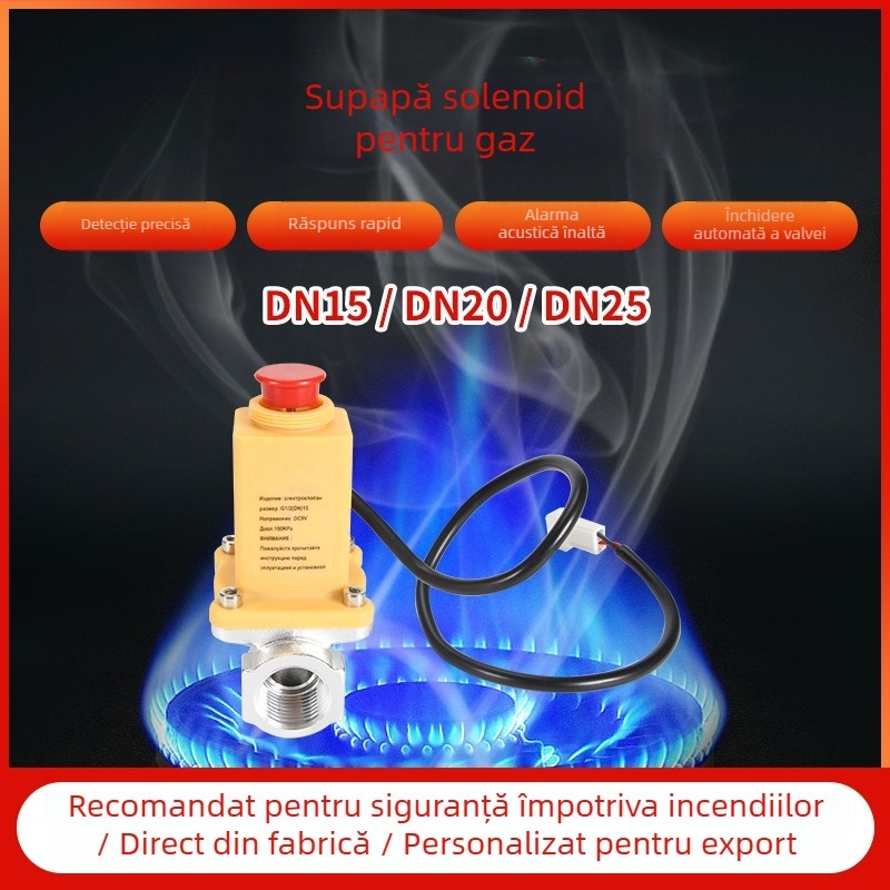 Valvă electromagnetică pentru scurgeri de gaz, protecție la explozie, tip fix, intervalul 0-100% LEL, 24V, corp din aliaj de cupru
