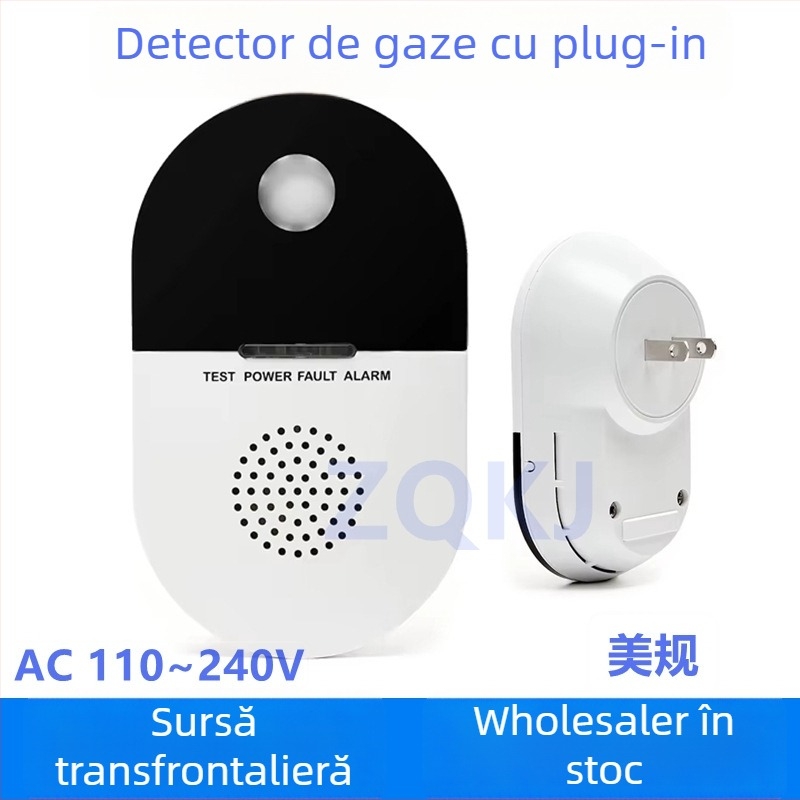 Detector de gaz cu conectare directă, detecție 360°, 100–240 V, comunicație wireless, modelul 502, alarmă sonoră și luminoasă