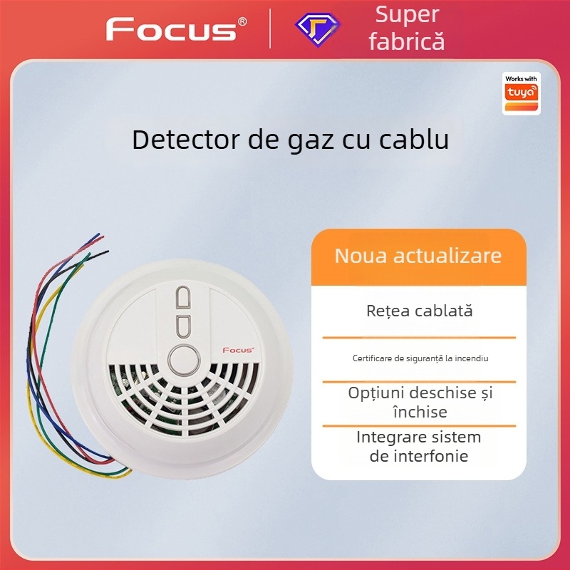 Detector de alarmă pentru gaze MD2003, 12V, detecție 360°, fără fir, montat pe perete