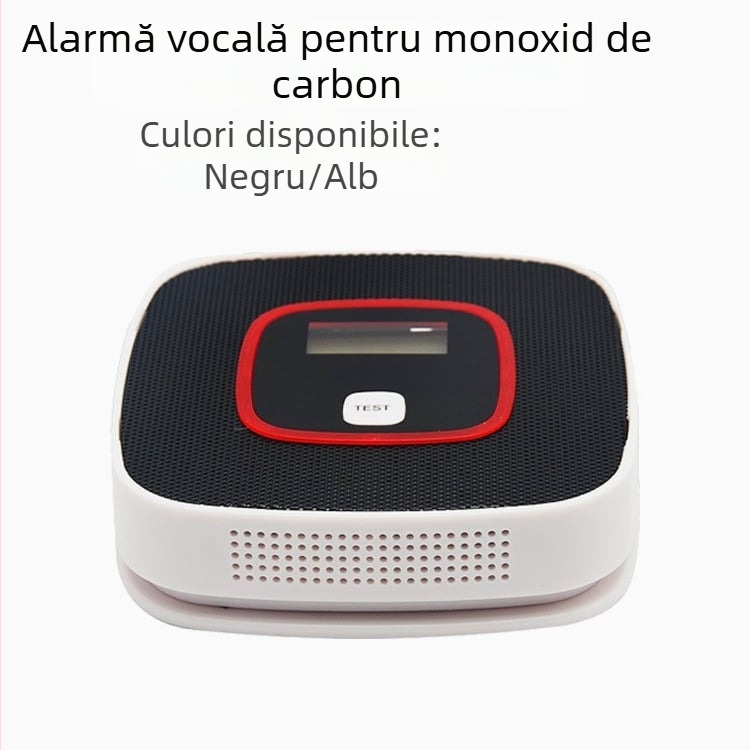 Alarmă de monoxid de carbon pentru casă, detector CO wireless, model D-616, detecție de 180°, avertizare vocală și luminoasă, montaj pe perete