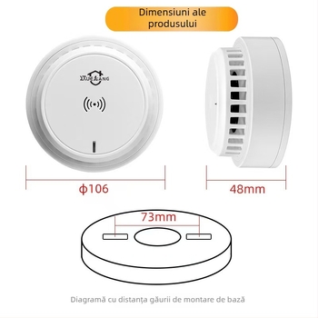 Alarmă de gaz XL-202 pentru gaze naturale și LPG, detecție la 360°, montaj pe tavan, cablare, alimentare 12VDC–220VAC, alarmă sonoră și luminoasă