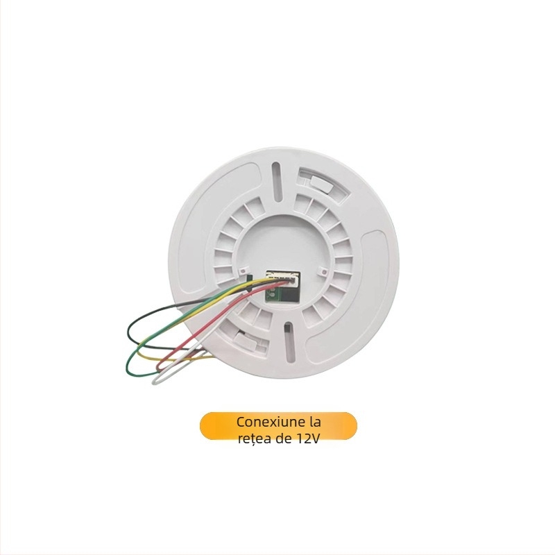 Alarmă de gaz XL-202 pentru gaze naturale și LPG, detecție la 360°, montaj pe tavan, cablare, alimentare 12VDC–220VAC, alarmă sonoră și luminoasă