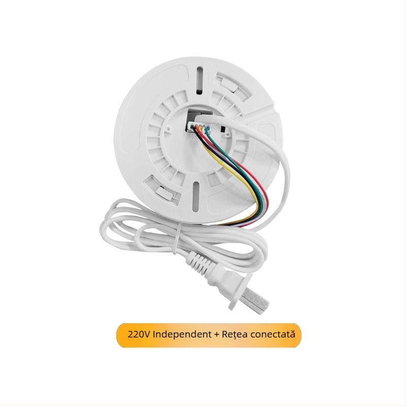 Alarmă de gaz XL-202 pentru gaze naturale și LPG, detecție la 360°, montaj pe tavan, cablare, alimentare 12VDC–220VAC, alarmă sonoră și luminoasă