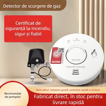 Detector de gaz inflamabil pentru bucătărie – model JT-LZ-3952, întrerupere automată cu supapă electromagnetică