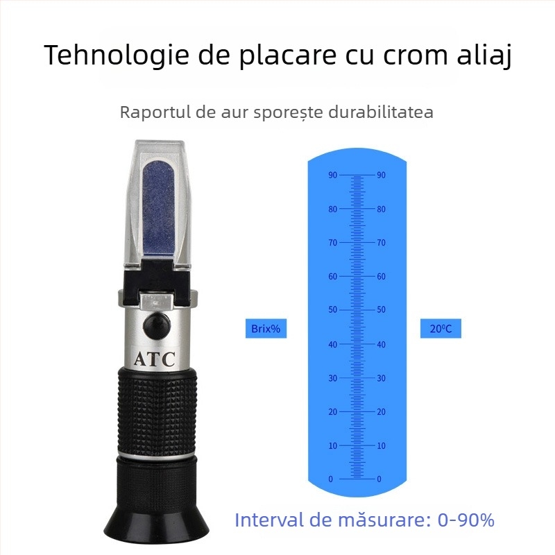 Refractometru prism portabil CJM-037, marca Chuang Ji Mei, interval de măsurare 0-90, pentru fructe conservate, legume și miere