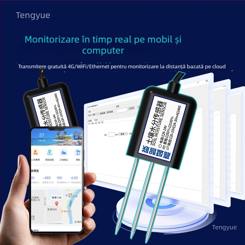 Senzor pentru temperatura și umiditate a solului cu detecție a metalelor grele, model JS-SENSOR-SOIL