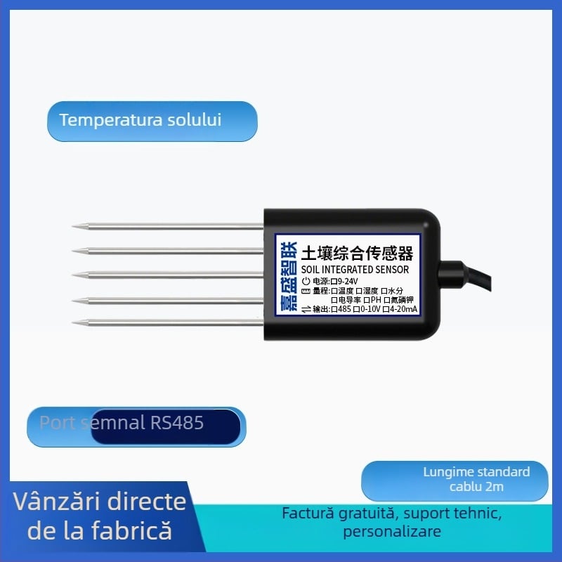 Senzor pentru temperatura și umiditate a solului cu detecție a metalelor grele, model JS-SENSOR-SOIL