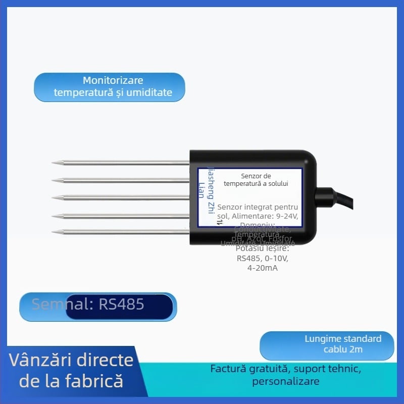 Senzor pentru temperatura și umiditate a solului cu detecție a metalelor grele, model JS-SENSOR-SOIL