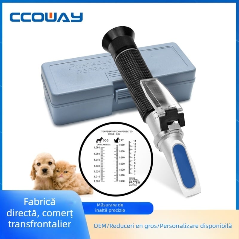 Refractometru veterinar portabil pentru câini și pisici – greutate specifică a urinei și concentrația de proteine serice