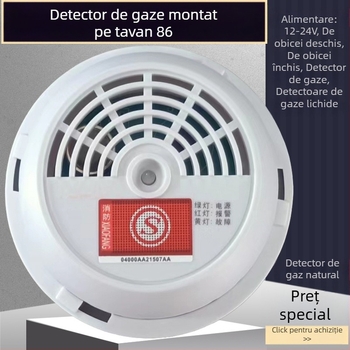 Detector de gaze fix HL-86 pentru gaze inflamabile – rază de detecție 8 m, tensiune 12–16 V, detectează metan, gaz natural și gaz lichefiat