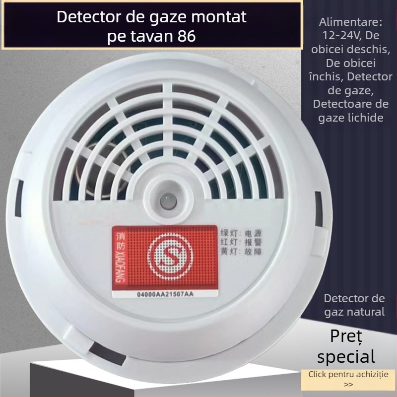 Detector de gaze fix HL-86 pentru gaze inflamabile – rază de detecție 8 m, tensiune 12–16 V, detectează metan, gaz natural și gaz lichefiat