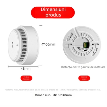 Detector de alarmă pentru gaze pentru uz casnic, montat pe tavan, conectat în rețea, 12V, detecție 360°, rază 20–30 m, avertizare sonoră și luminoasă, HC-202