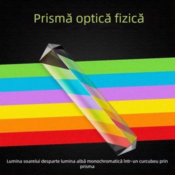 Set optic educațional pentru copii — lumină curcubeu cu șapte culori, prismă triunghiulară, lentilă de refracție