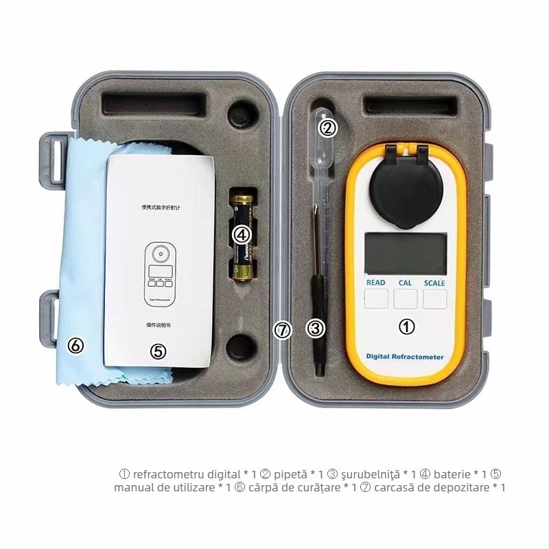 Refraktometru digital pentru concentrația de miere DR301, afișaj digital, rezoluție 0,2%, temperatură de operare 15–35 °C
