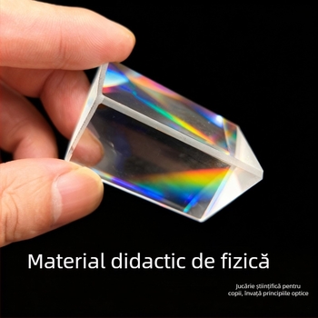 Prismă triunghiulară din sticlă optică K9 pentru demonstrații de refracție, instrument didactic pentru dispozitive optice