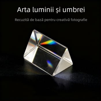 Prismă triunghiulară din sticlă optică K9 pentru demonstrații de refracție, instrument didactic pentru dispozitive optice