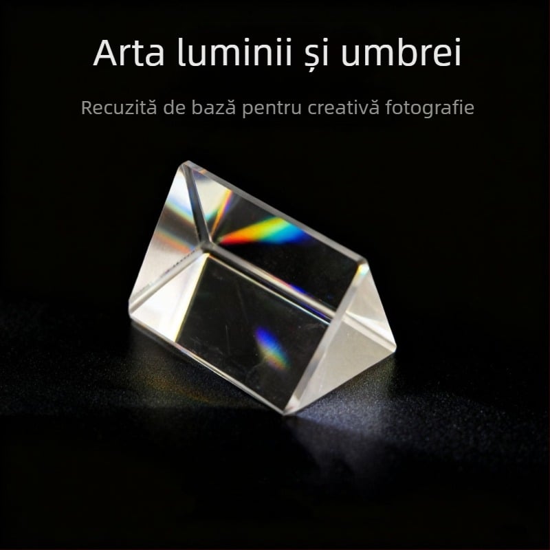 Prismă triunghiulară din sticlă optică K9 pentru demonstrații de refracție, instrument didactic pentru dispozitive optice