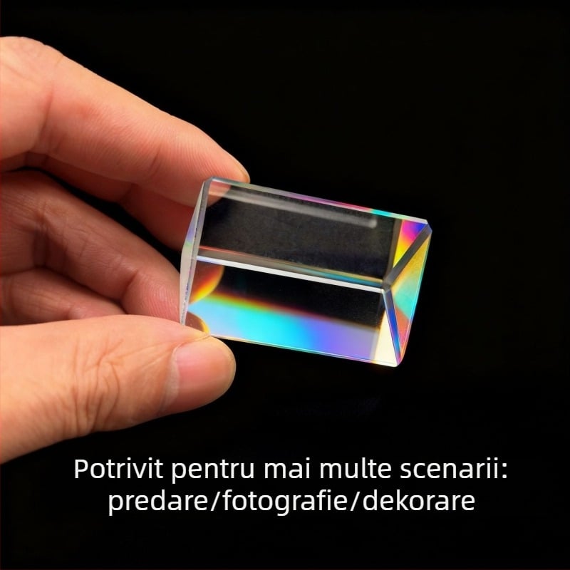 Prismă triunghiulară din sticlă optică K9 pentru demonstrații de refracție, instrument didactic pentru dispozitive optice