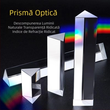 Prismă optică triunghiulară K9 cu bandă pentru experiment fizic – lumină în șapte culori, refractor din sticlă, transmitanță