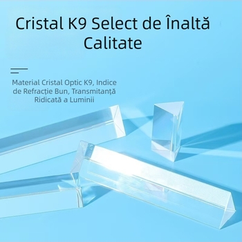 Prismă optică triunghiulară K9 cu bandă pentru experiment fizic – lumină în șapte culori, refractor din sticlă, transmitanță