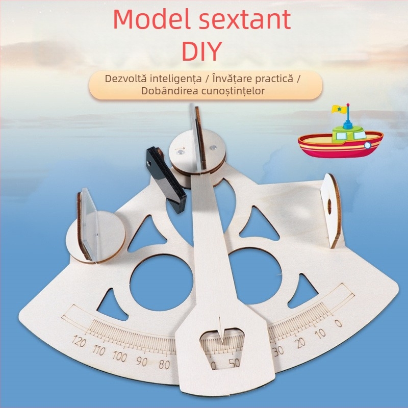 Joc educațional de fizică: model de instrument de măsurare naval bazat pe refracție, din lemn, DIY, multifuncțional, pentru 7–14 ani