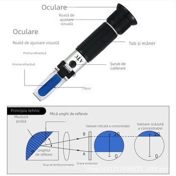 Refractometru portabil pentru conținutul de zahăr și dulceața fructelor, intervalul 0-32%, model THE01501B
