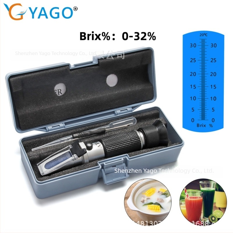 Refractometru portabil pentru conținutul de zahăr și dulceața fructelor, intervalul 0-32%, model THE01501B