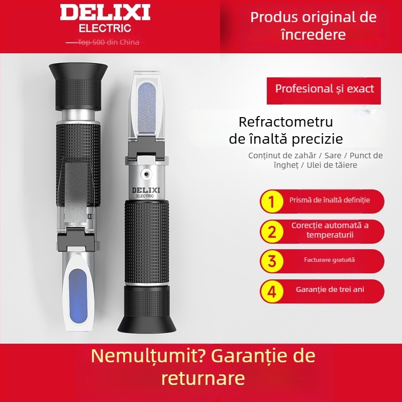 Delixi DLX-ARH100 refractometru portabil pentru salinitate și concentrația apei de mare, destinat aplicațiilor alimentare
