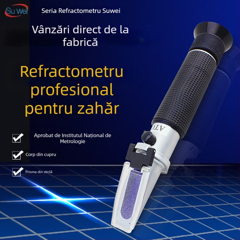 Refraktometru Abbe pentru concentrația de zahăr în sucuri de fructe, lapte de soia și miere; interval de măsurare 0-90% Brix; model 0-90%