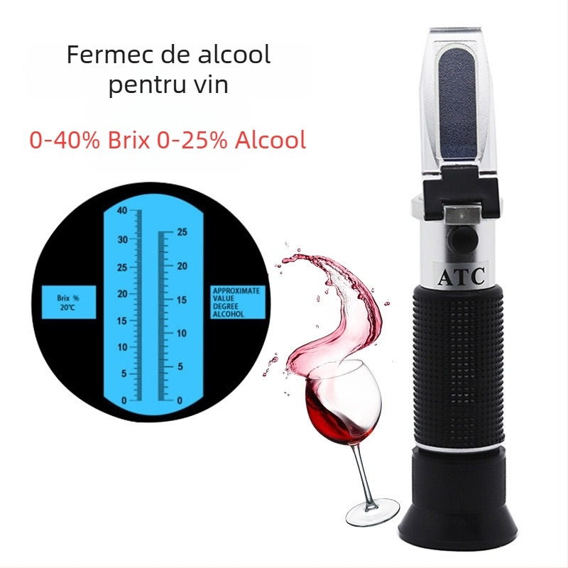 Refractometru portabil pentru vin, tester de zahăr și alcool, model LZ019, Le Pat, interval 0-40% zahăr / 0-25% alcool