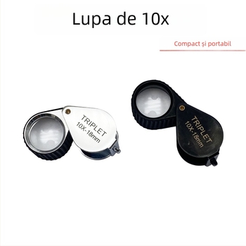 Lupa portabilă de mărire, pliabilă, din metal, pentru bijuterii și antichități, mâner antiderapant