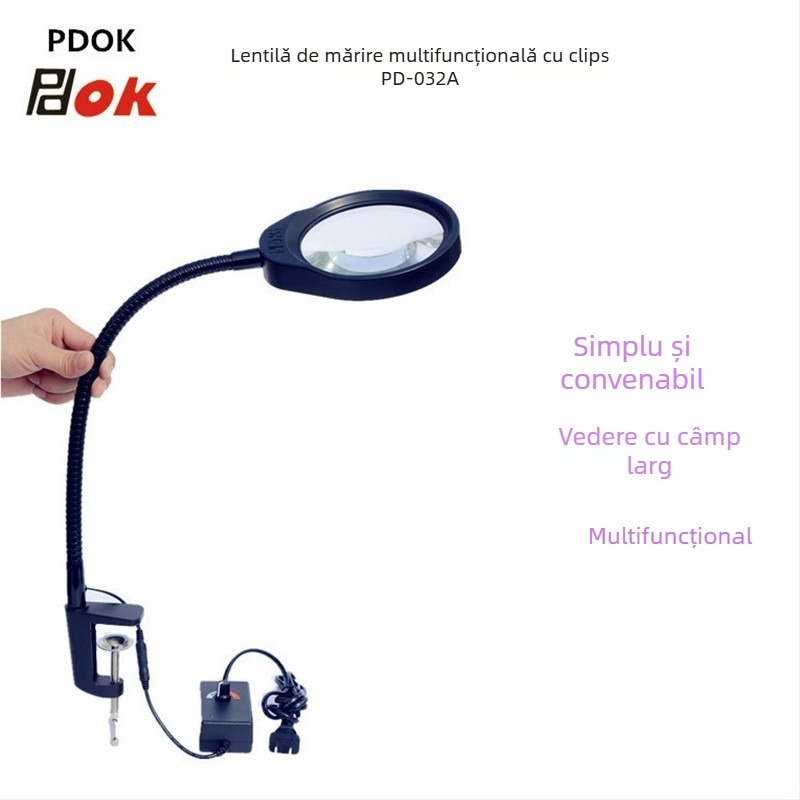 PDOK PD-032A Lupa clip LED pentru sudură — lampă de bancă pentru întreținere