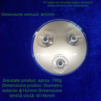 Oglindă de machiaj cu ventuză, diametrul 162 mm, mărire 10×/15×/20×/30×, cu față unică, comodă, drăguță, claritate înaltă