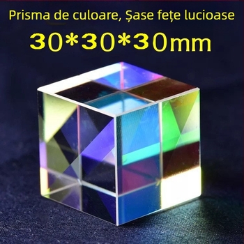 Cub din sticlă optic colorat cu prismă — decor de birou în mai multe dimensiuni