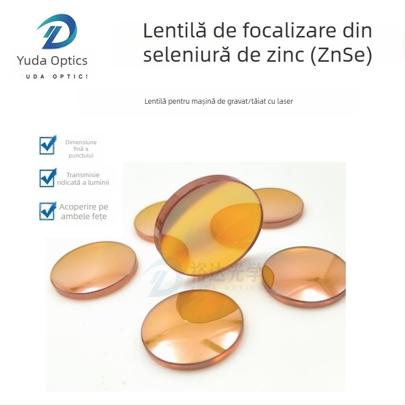 Lentilă focalizare ZnSe pentru laser CO2, putere mare, diametru φ25 mm, gravură și tăiere