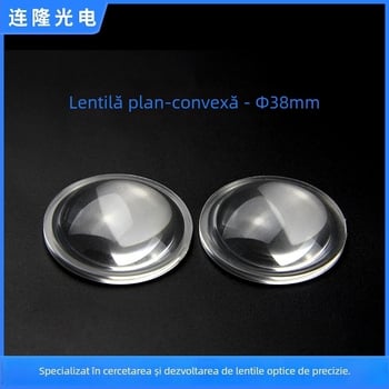 Lentilă PMMA pentru lanternă și proiector, design plano-convex, distanță focală 12.5 mm, fascicul 6–60°, transmisie 90%, model L-069