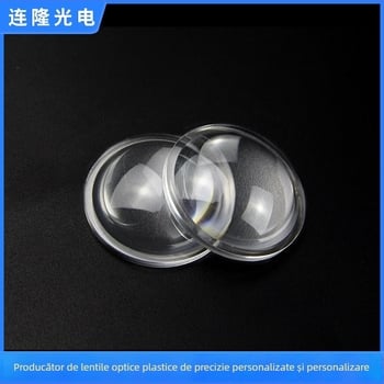 Lentilă PMMA pentru lanternă și proiector, design plano-convex, distanță focală 12.5 mm, fascicul 6–60°, transmisie 90%, model L-069