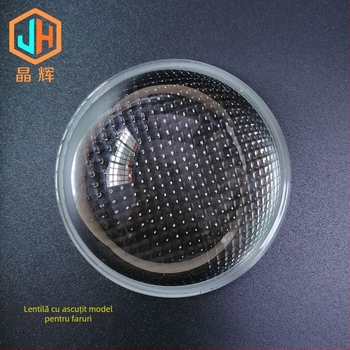 Lentilă de far pentru mașină, sticlă borosilicată, textură bead-sunburst pe suprafață, model 78, pentru iluminare LED