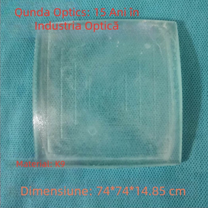 Lentilă opticǎ din sticlă mată, pătrată, material K9, Qunda