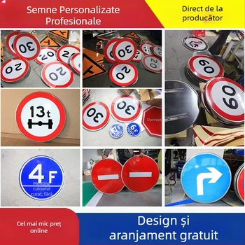Semn circular de trafic pe placă de aluminiu, cu film reflectorizant microprismatic, indicații de limită de înălțime și viteză, procesare personalizabilă