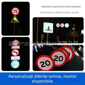 Semn circular de trafic pe placă de aluminiu, cu film reflectorizant microprismatic, indicații de limită de înălțime și viteză, procesare personalizabilă