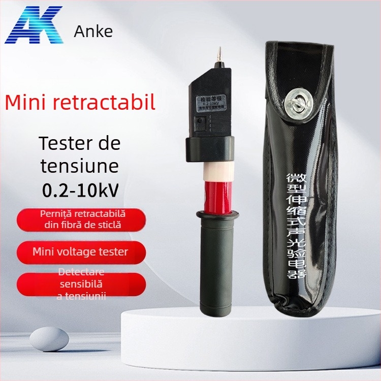 Electroscop de buzunar Anke: design telescopic pliant, semnal sonor și luminos, testare pentru tensiuni înaltă și joasă